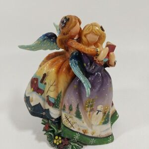 Christmas Painted Resin Figurine Angels Caroling Holiday Scenery